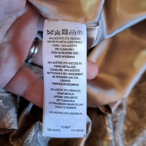 French Connection Blousy Bloom Gold Jacquard Dress‎ Size 4 - Picture 8 of 10